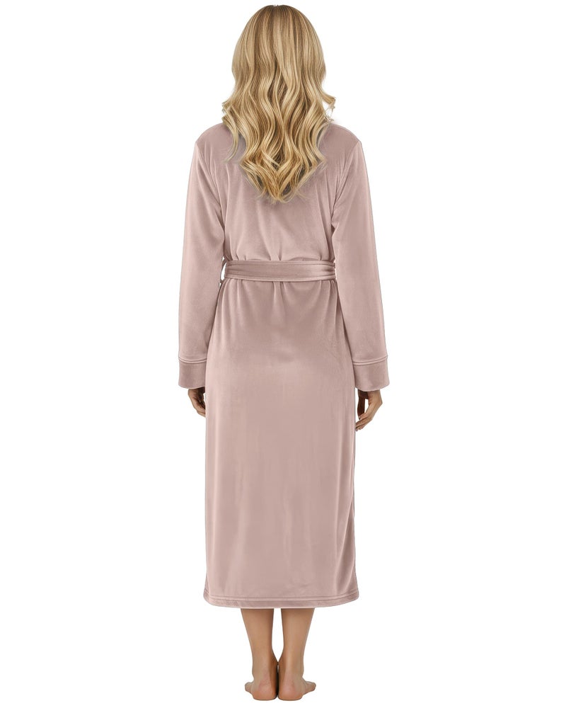 NY Threads Premium Womens Robe, Plush Fleece Long Bath Robe for Women, Fluffy Soft Women's Bathrobe, X-Large, Taupe - Image 2